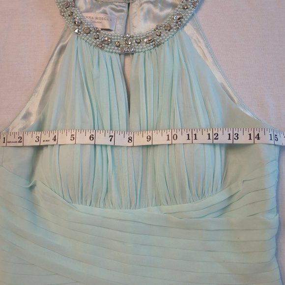 Donna Morgan Green Teal Sheer Gown - Picture 6 of 16